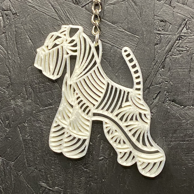3D - Keychain Schnauzer White