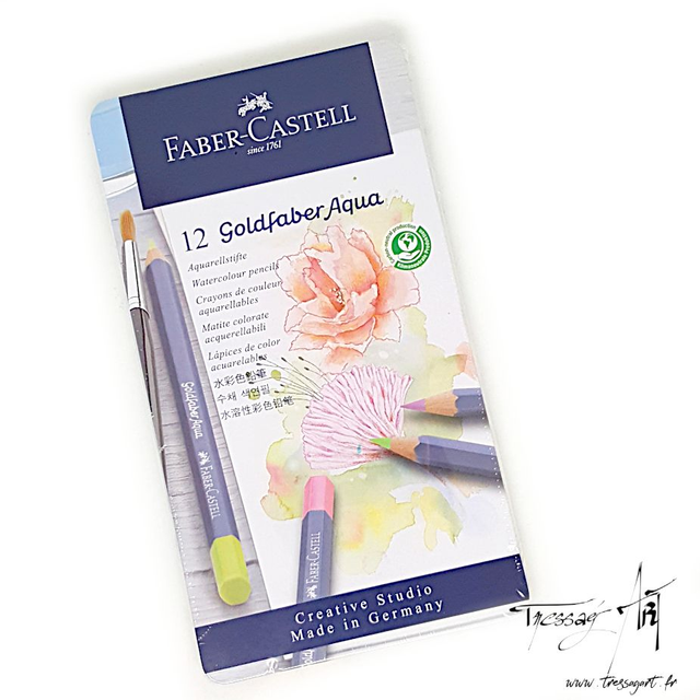 FABER CASTELL - CRAYONS AQUARELLABLE GOLDFABER AQUA COULEUR PASTEL PAR 12 METAL - FB073