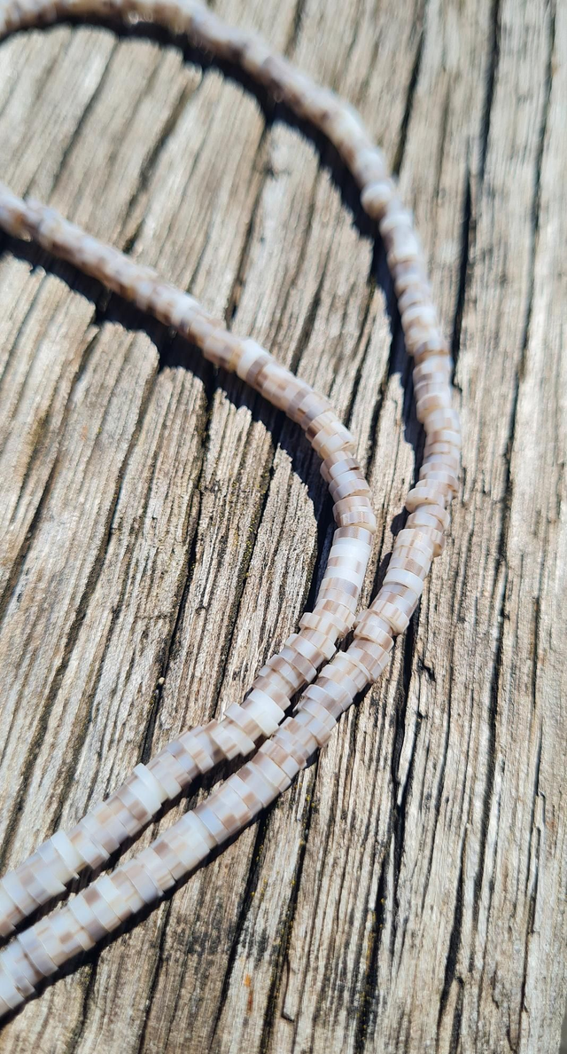 Perles heishi en perles polymère (Fimo) 4mm beige/gris bariolé