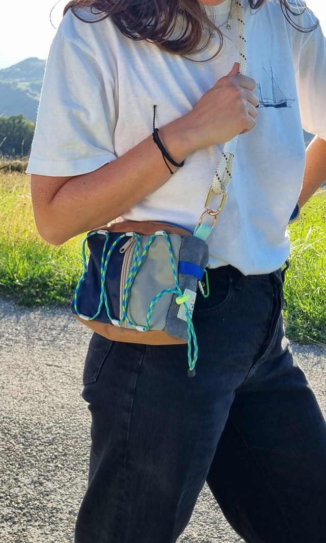 Sac upcycling dominante vert et gris 