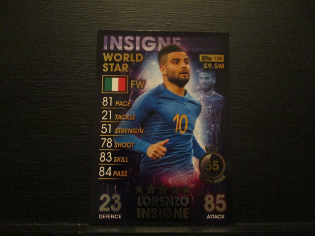 Lorenzo Insigne - World Star Match Attax 101 Original Trading Card