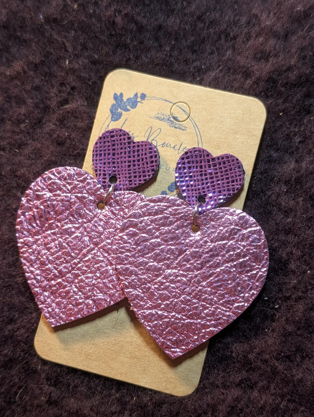 Boucles d'oreilles Louise rose violet lo030