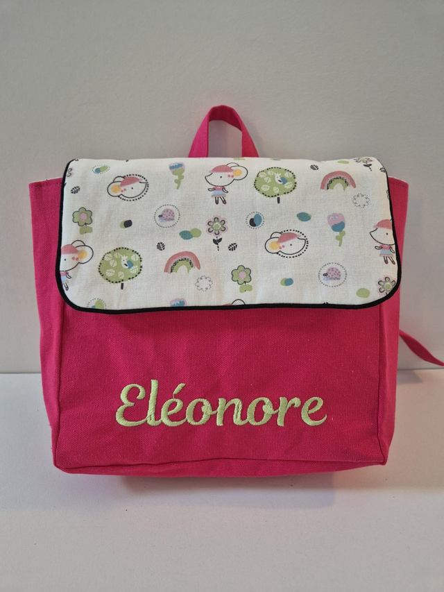Sac à dos fushia et souris personnalisé