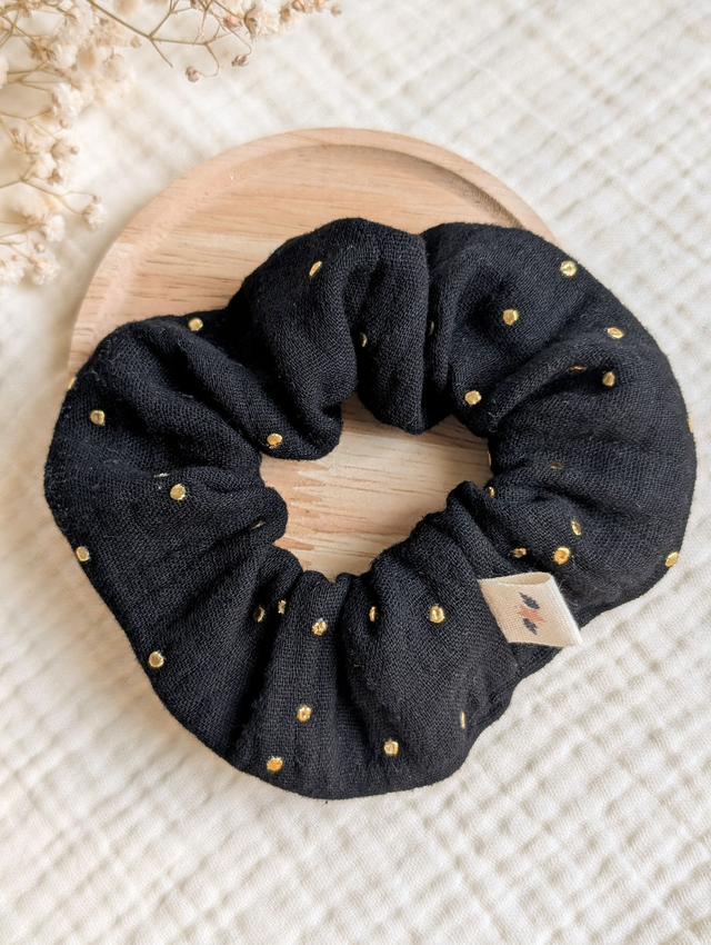 Chouchou Noir à pois doré Enfant et Adulte Edition Spéciale Fêtes