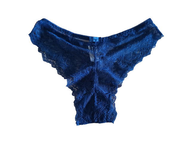 Tanga dentelle bleu 34/36 (Manoukian)