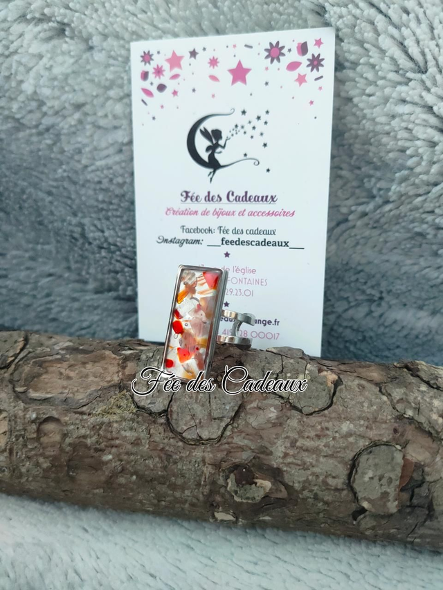 Bague Cornaline "Double Rang Fusion rectangulaire"