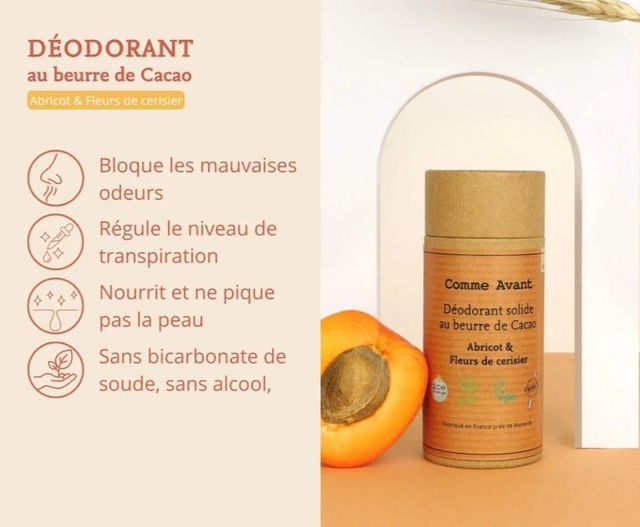 Déodorant solide abricot &amp; fleurs de cerisier "Comme Avant"