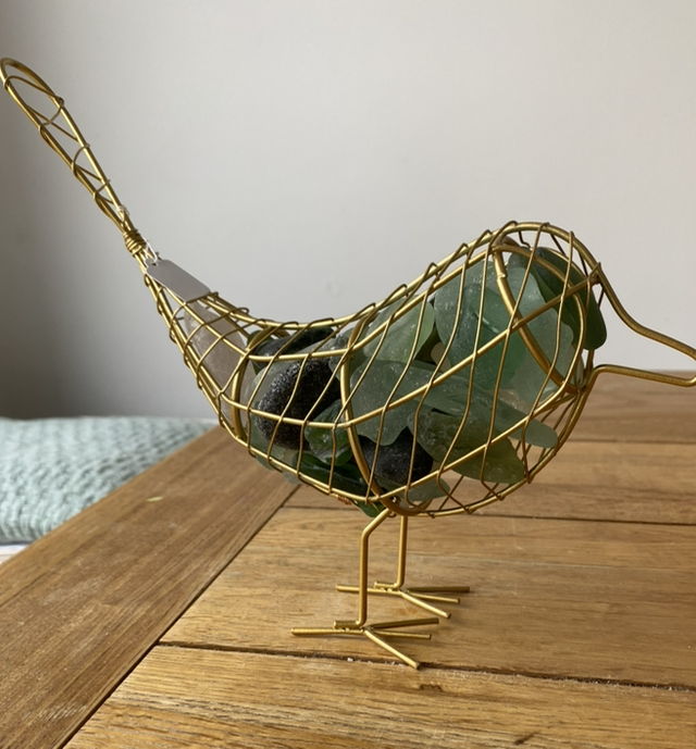 Gold Sea glass bird