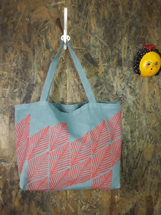 Cabas en lin vert de gris 