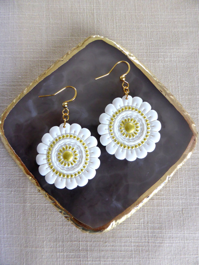 Boucles d'oreilles mandalas - Crème d'or