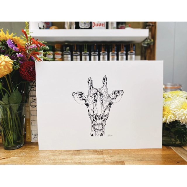 B&W A3 print - giraffe