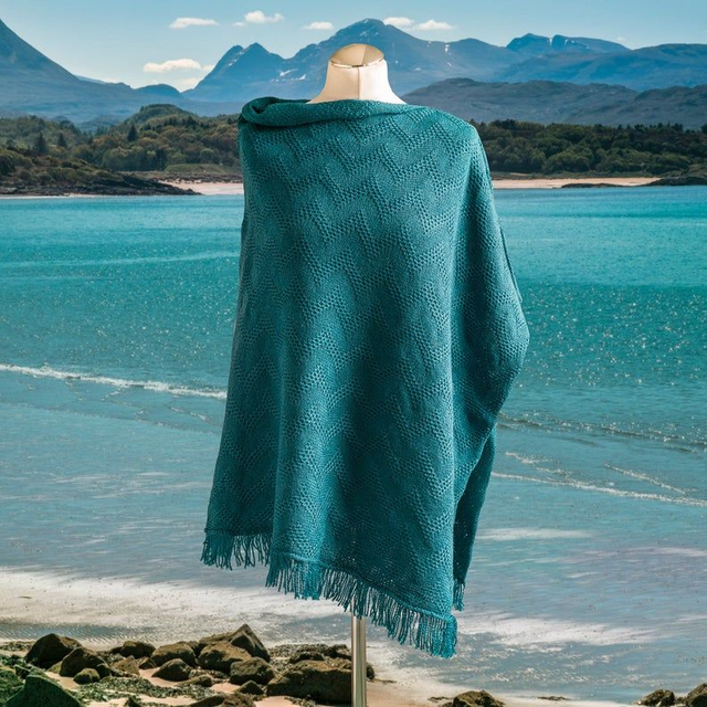 Seashore Merino Textured Women's Poncho - Silver Grey textured poncho. Knitted poncho. assorted colours (1)
