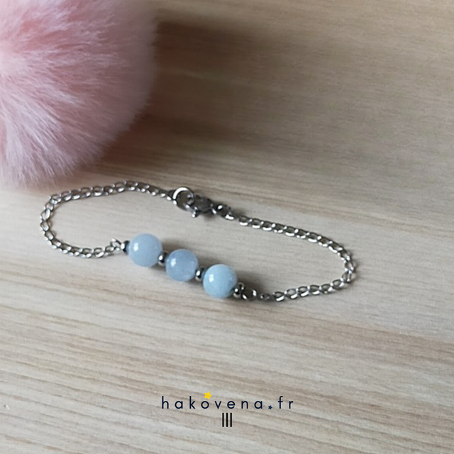 Bracelet avec perles d’Aigue-Marine – Paix Intérieur - 0006B