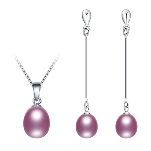 Parure en perle de culture rose