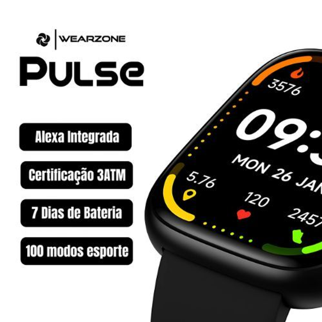 PULSE WEARZONE |Smartwatch para seu dia a dia|A PROVA D&#039;ÁGUA, ALEXA integrada, Até 7 Dias de Bateria