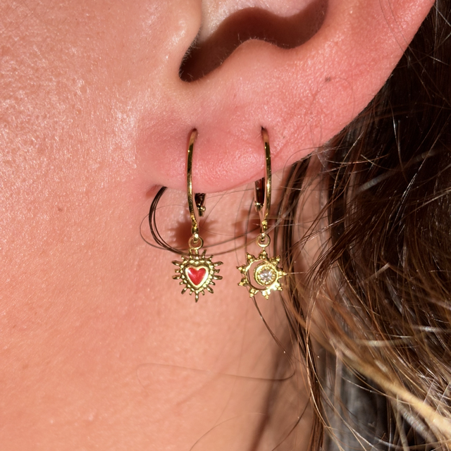 Boucle d’oreille - cœur rouge 