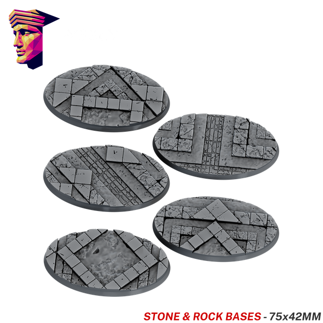 Stone &amp; Rock Scenic Bases – 75x42mm Oval x5