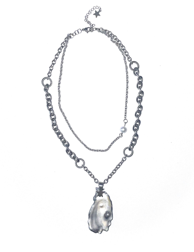 'silver oyster' necklace