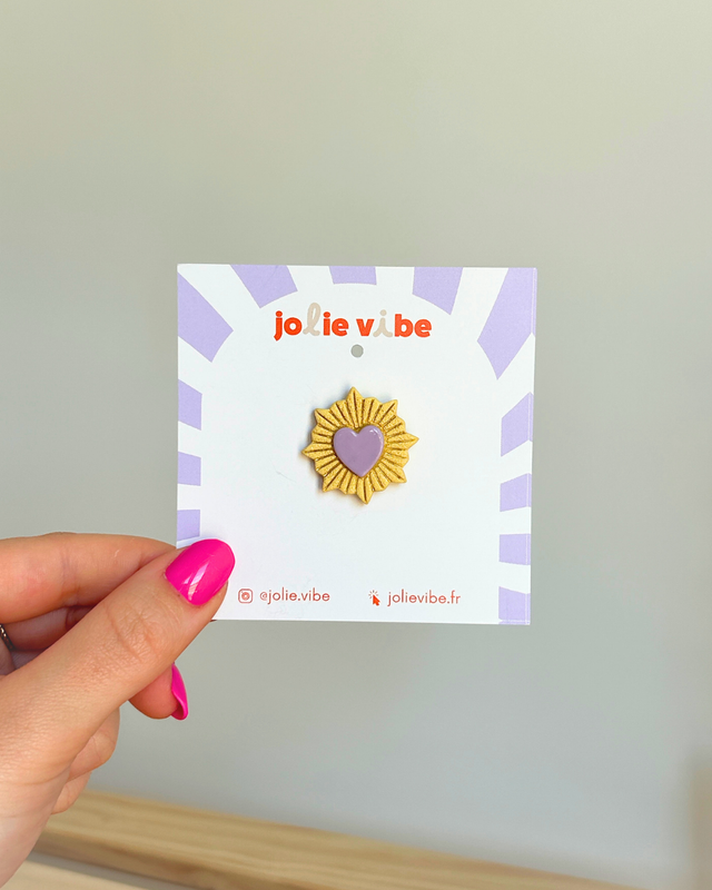 Coeur violet et jaune - Pin's