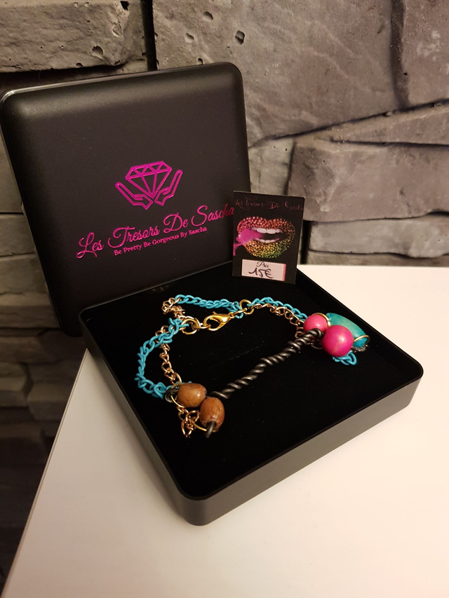 Bracelet Metal Multicolores Perles Bois