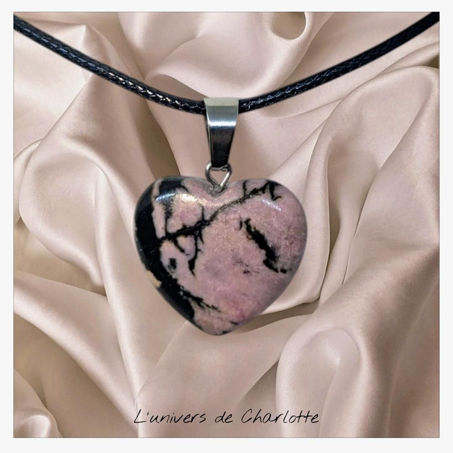 Pendentif &quot;Rhodonite&quot; coeur PN-317