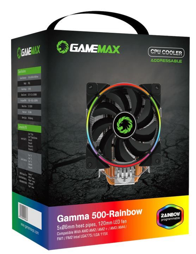 GameMax Gamma 500 Rainbow ARGB CPU Cooler Aura Sync