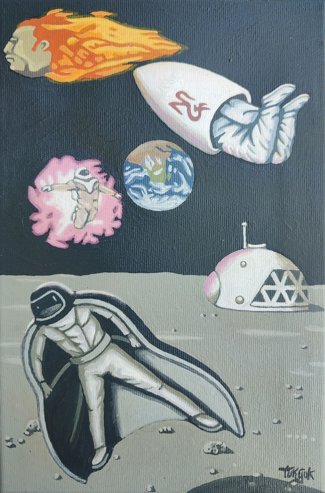 THE KOSMONAUTS, 30x20 akryl płótno 2023