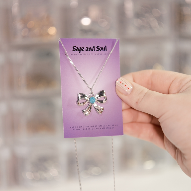Sale - Silver Bow Necklace