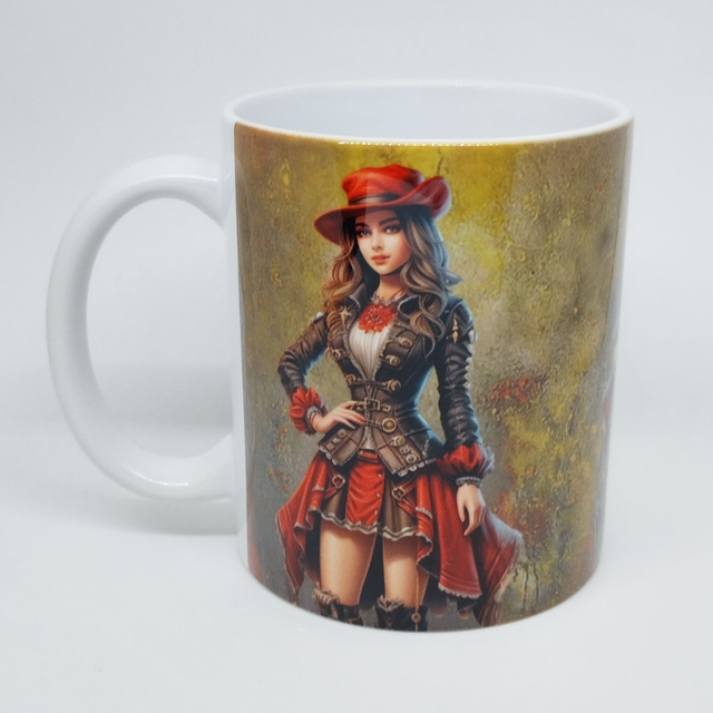 Fille steampunk rouge