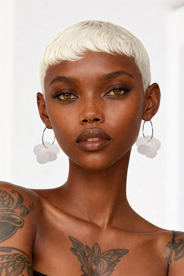 Boucles anneaux fleurs - Collection Ivoire