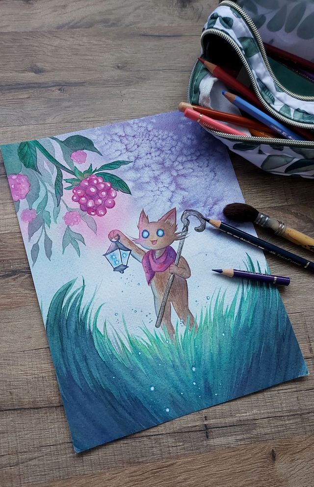 Illustration aquarelle - Nix et la framboise