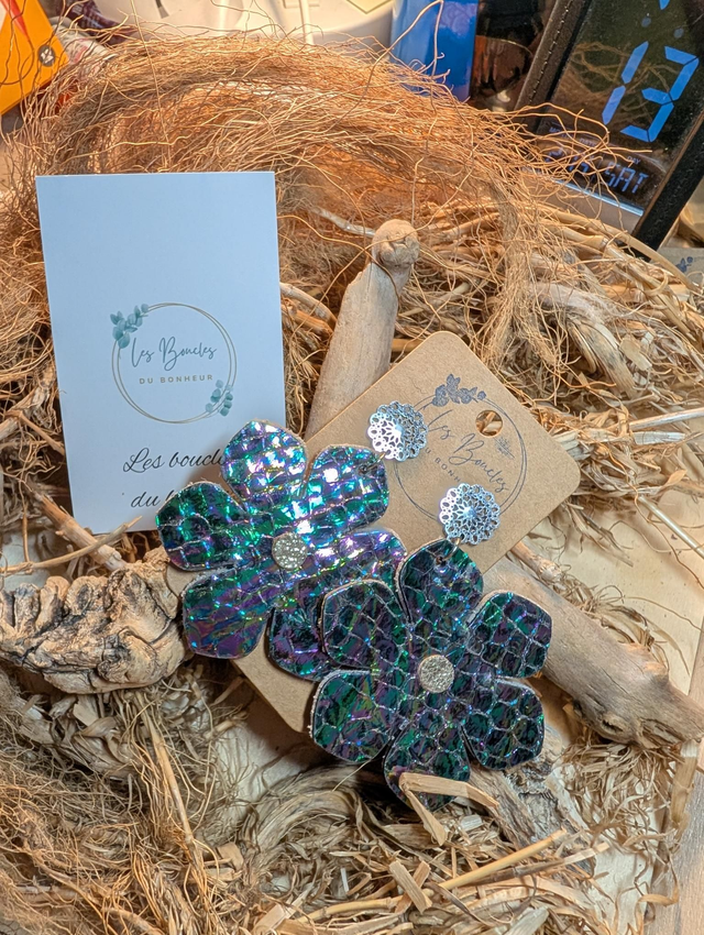 Boucles d'oreilles Ginette holographique gi033