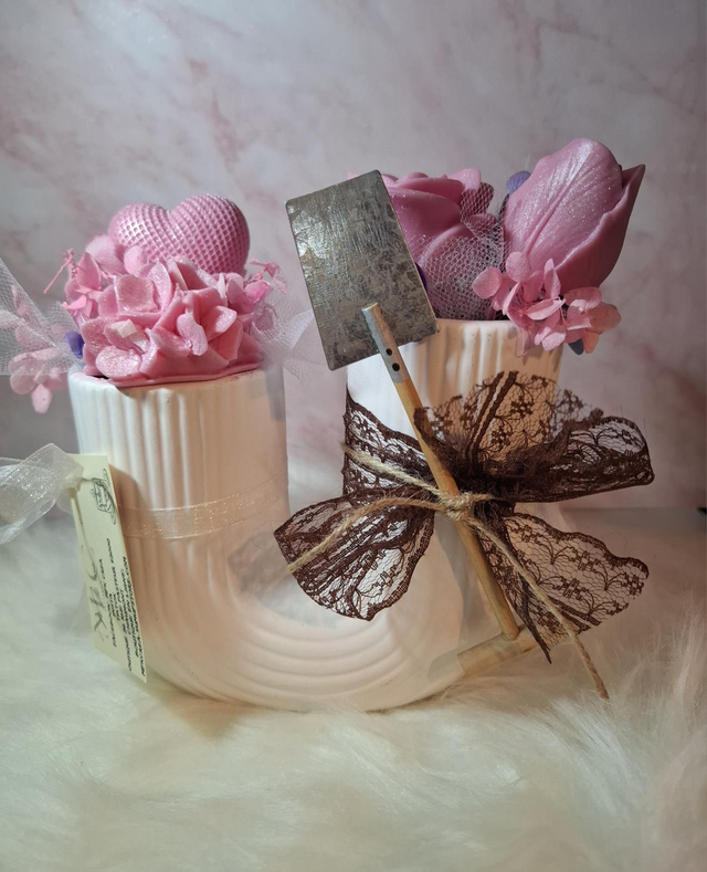 Composition cire floral parfumée passion agrume ( pink girl)