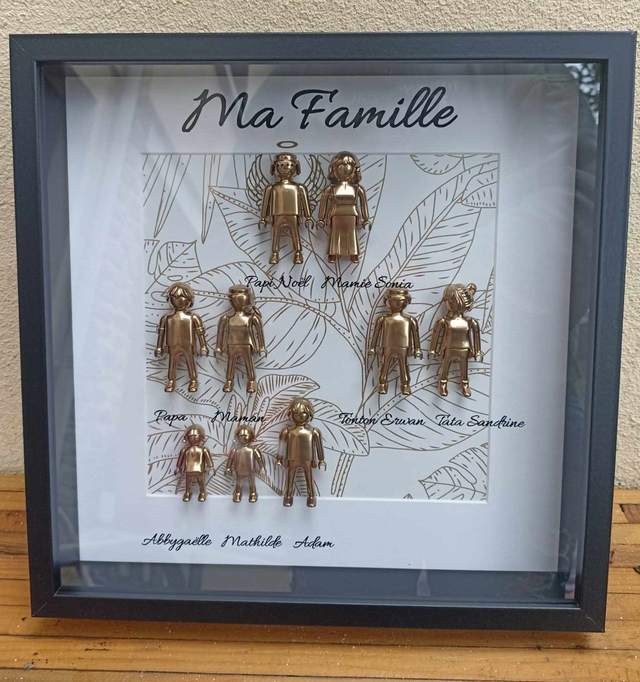 Cadre Carré blanc XXL Généalogique avec Titre et Prenoms 