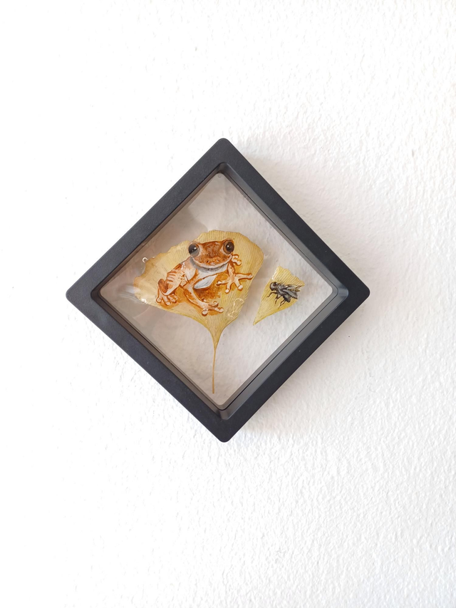 Grenouille - Peinture sur feuille 🍃
