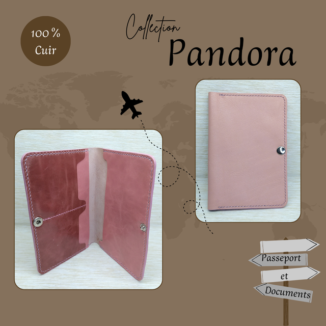 PANDORA portefeuille en cuir Rose