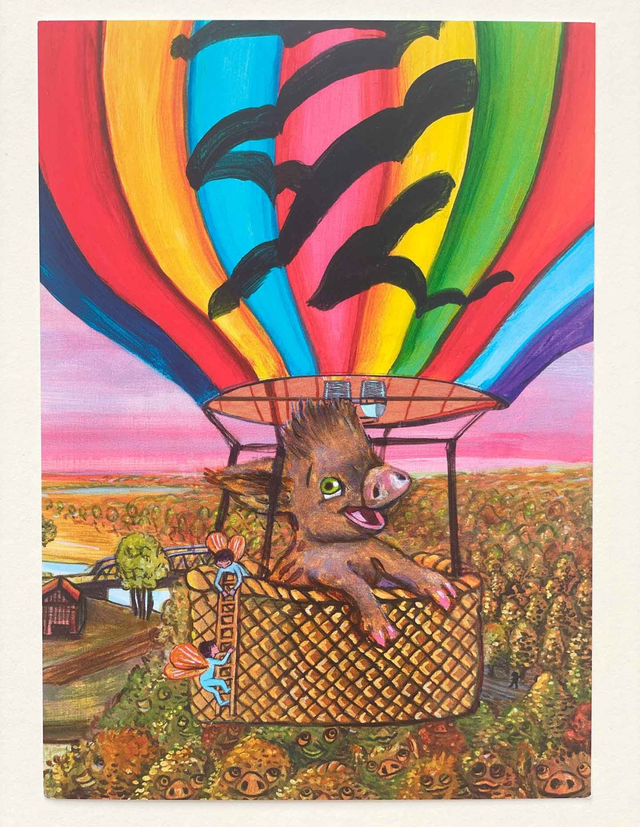 Böhm & Böhm - Postkarte "Wildschweinflug" / Postcard "Wild Boar Flight"