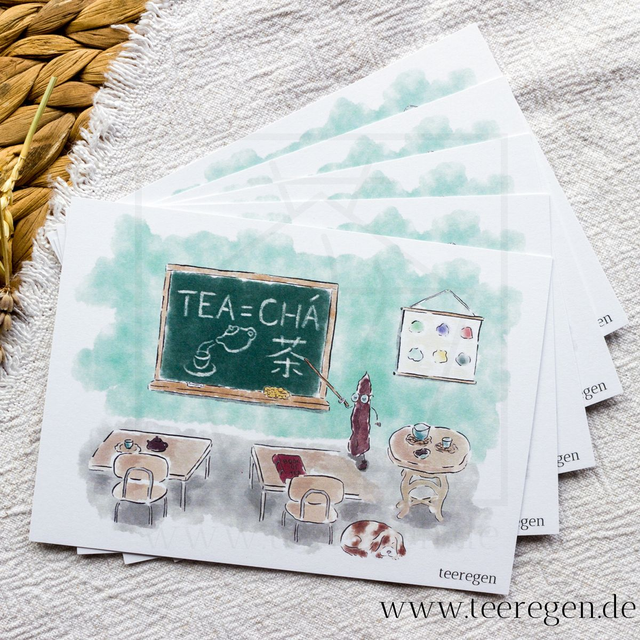 Tea=Cha - Set of 5 - Tea Culture On Postcards