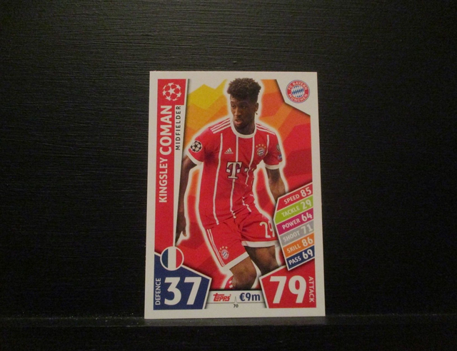 Kingsley Coman - UEFA Champions League Match Attax 2017/18 Original Trading Card #70