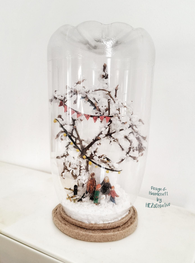 Miniature Family Ski & Snowboard Fun Day ECO Handmade Recycled Foam & Plastic Art Decor Home Ornament Gift