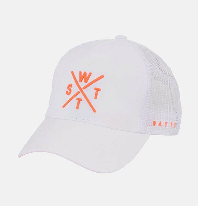 CASQUETTE WATTS TRIBE - BLANC ET ORANGE FLUO