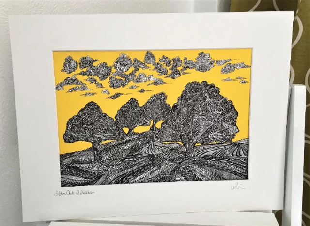 Holm Oaks at Holkham Norfolk Sketched Giclée Wall Art Print