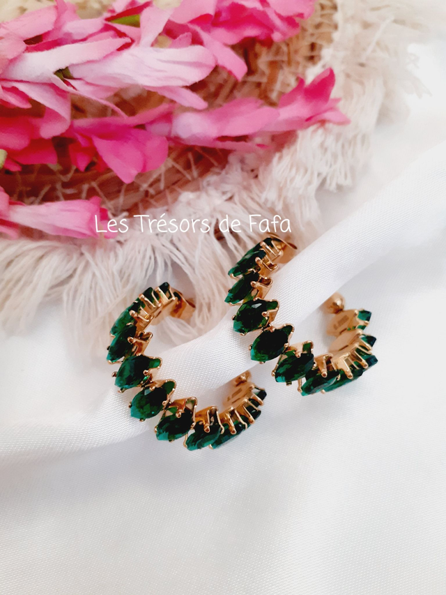 Boucles d'oreilles créoles vertes