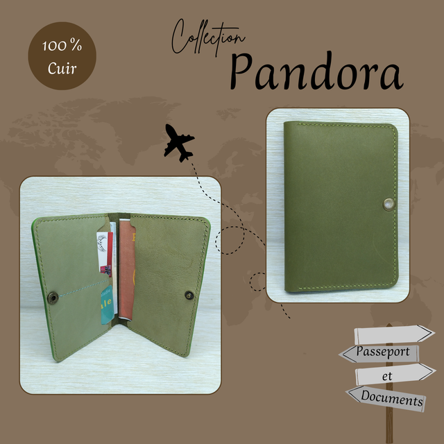 PANDORA portefeuille en cuir Vert olive