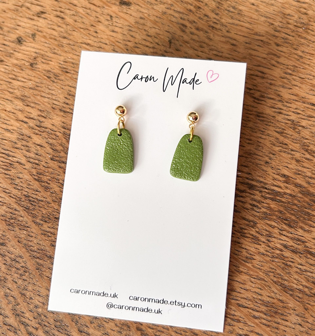 Olive green mini drop earrings