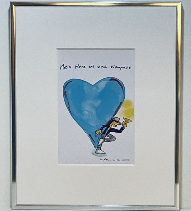 Mein Herz ist mein Kompass - Udo Lindenberg/Unicef gerahmt 