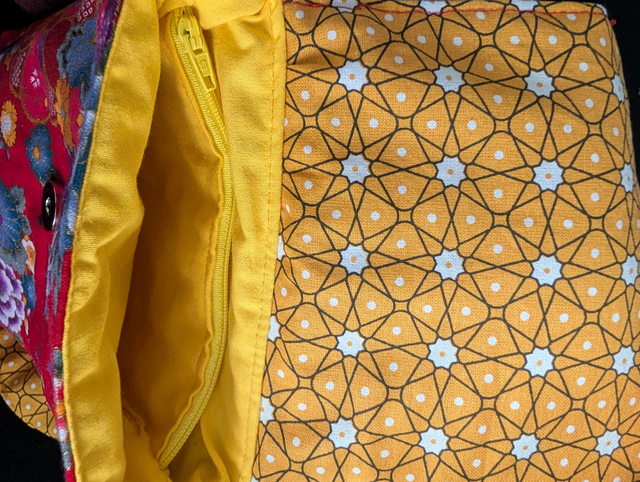 Sacoche Bandoulière "Jardin Impérial" – Tissu Japonais Rouge & Or