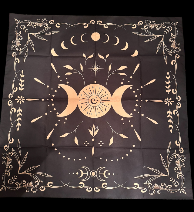 Nappe Mystique 70x70 cm - Design Lunaire et Botanique pour Une Décoration Enchanteresse