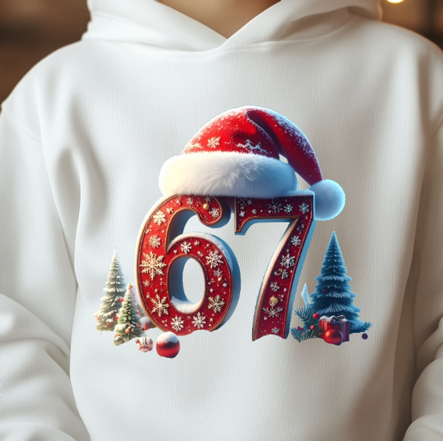 67 Christmas DTF printed kids Christmas Hoodie