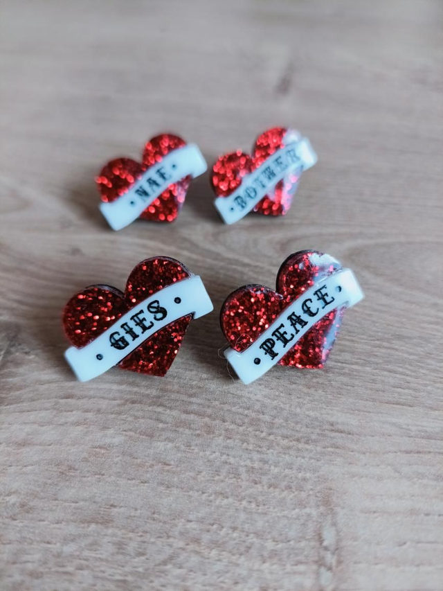 Gies Peace acrylic glitter earrings